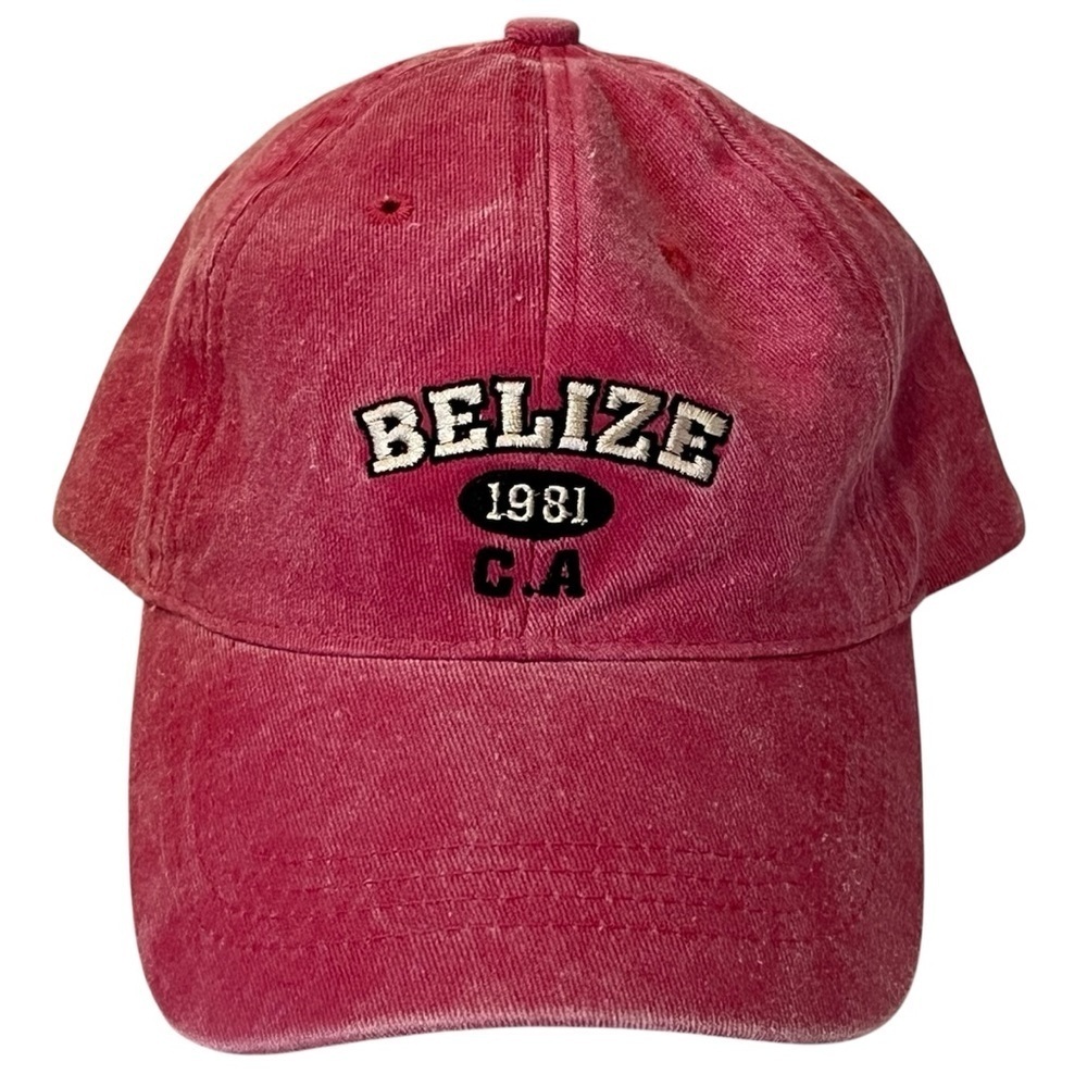 Lucky 7 for Travel Belize 1981 C.A. Pink Adjustable Cotton Ball Cap
